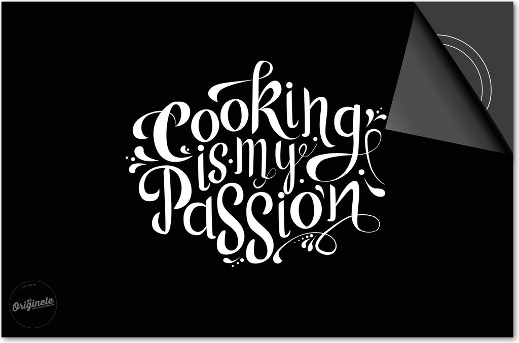 Induktionsschutz 81x52 - abdeckplatte Induktion matt- Dietrix Kochfeldschutz- DELUXE - Zitate - Cooking is my Passion Schwarz