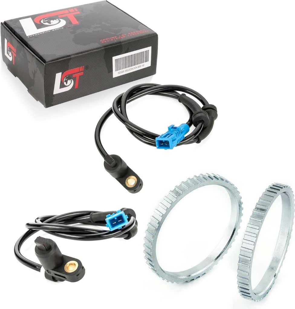 2x ABS-Sensor und ABS-Ring Set Vorderachse 48 Zähne für PEUGEOT 206 bis 09/2002
