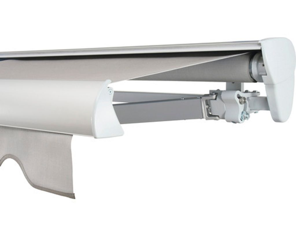 SOLUNA Halbkassettenmarkise Classic 5x2,5 Stoff Dessin 320923 Gestell E6EV1 silber eloxiert Antrieb rechts inkl. Motor,