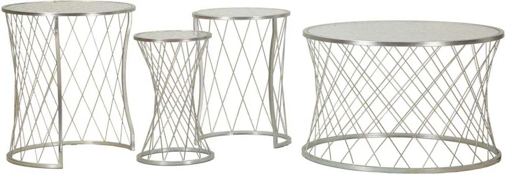 Table Basse Noah Argent 70cm (4 pcs) - Gain de Place et Design Modulable