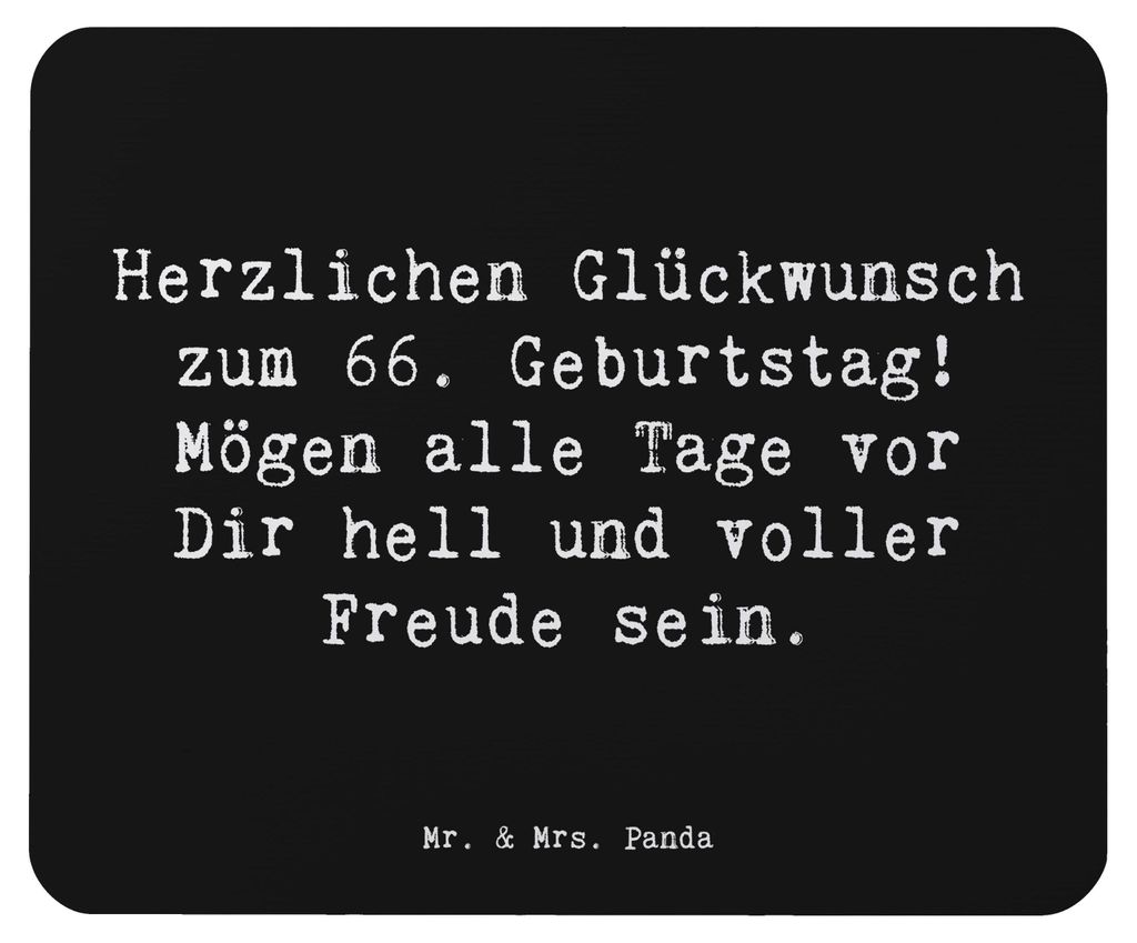 Mr. & Mrs. Panda Mauspad Spruch 66. Geburtstag Glückwünsche - Schwarz - Geschenk, pc mousepad, liebevolle Karte, Alter, bestes Jahr, mausunterlag...