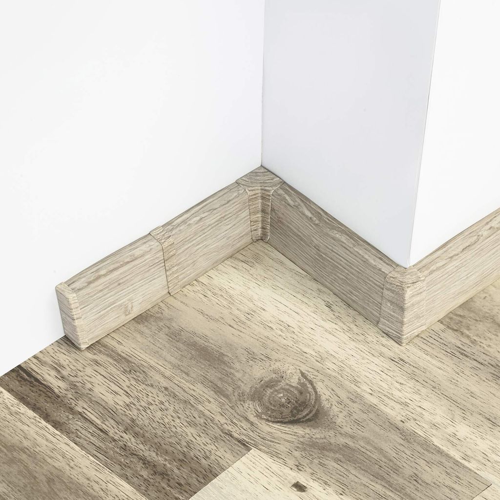 DQ-PP Sockelleiste PVC 200cm + Dübel | Kabelkanal | Fussleiste | Farbe: Eiche Canyon | Höhe: 55mm | ; LPDC55.2M