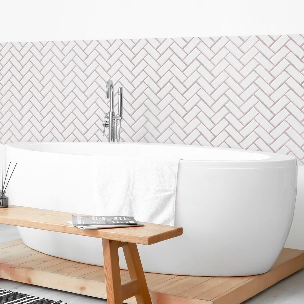 Wandverkleidung Bad mit Motiv selbstklebend - 0.61 mm Wandpaneel matt wasserfest Design weiss Fliesenoptik Unifarben Badrückwand fugenlos 300x90 cm
