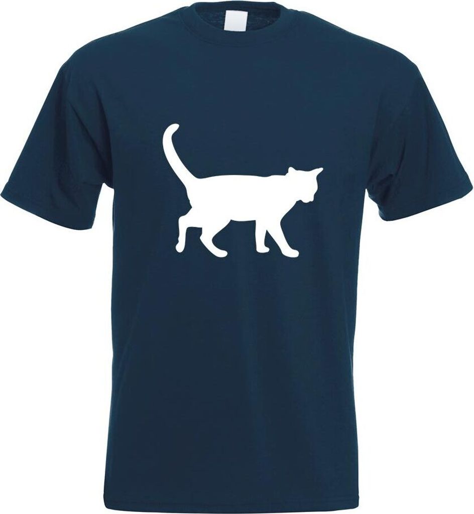 Kiwistar - T-Shirt - Navy - Katze Motiv Bedruckt Funshirt Design Print - mit Motiv Bedruckt - Funshirt Design - Sport - Freizeit - Herren - XL