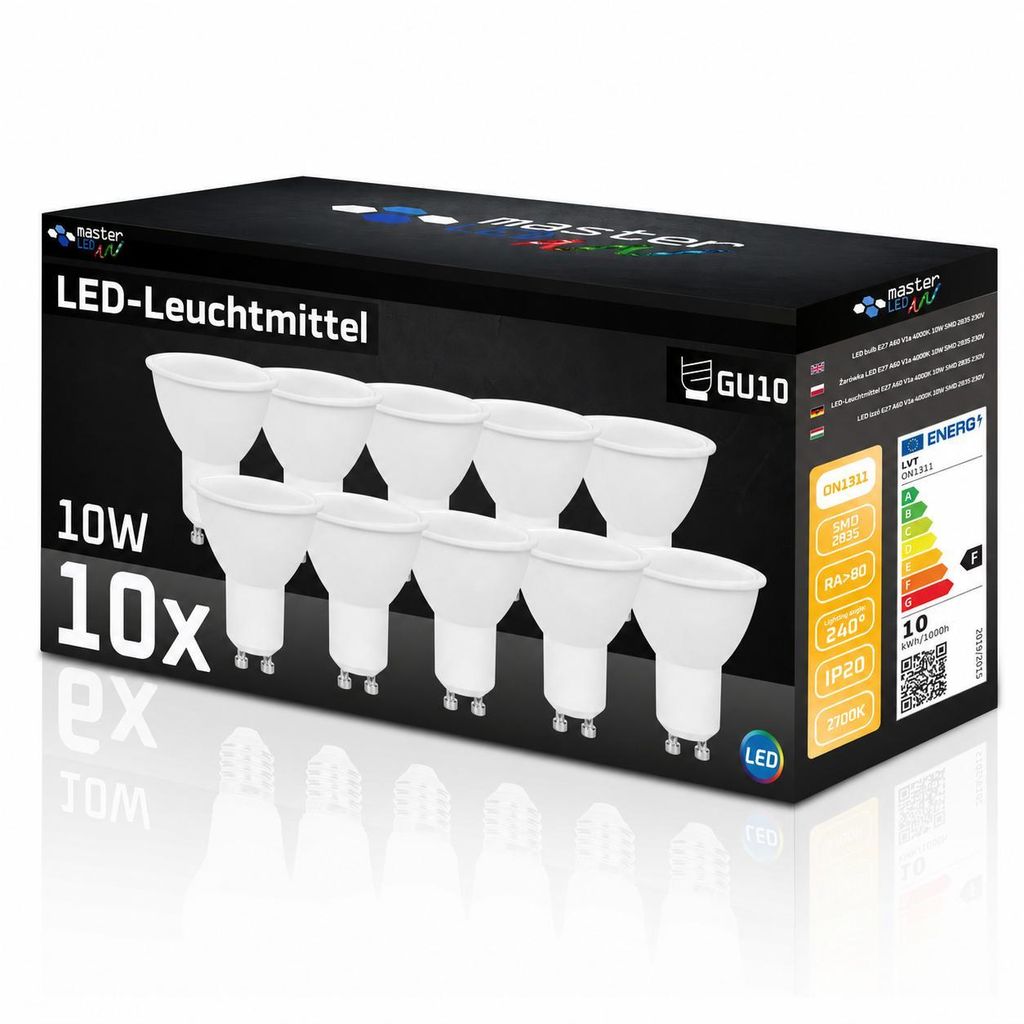 MasterLED LED žiarovka, pätica GU10, model Vita, 10 W, 1000 Obrázok produktu 