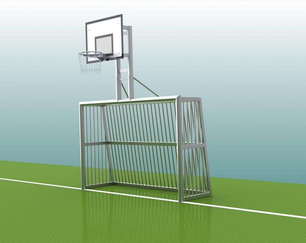 Fussballtor - Bolzplatztor - 3,00 x 2,00 m - mit Basketballaufbau - UNKAPUTTBAR
