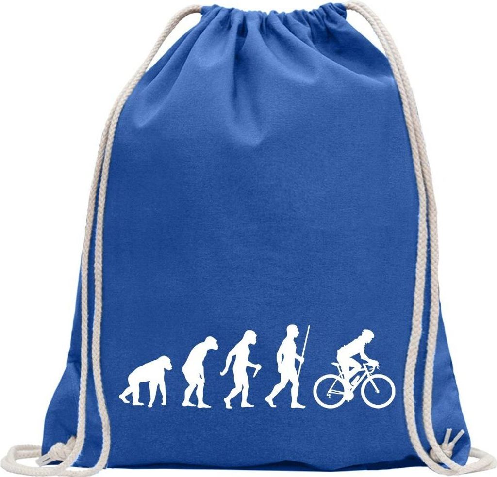 Kiwistar - Turnbeutel - royal - Rennrad Fahrrad Evolution - Fun Rucksack Sport Beutel Gymsack Baumwolle mit Ziehgurt