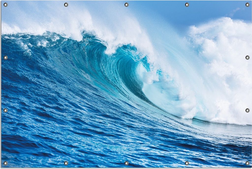 Wallario Outdoor-Poster für Garten oder Balkon, Motiv Eindrucksvolle Welle im Ozean, in ca. 120 x 180 cm