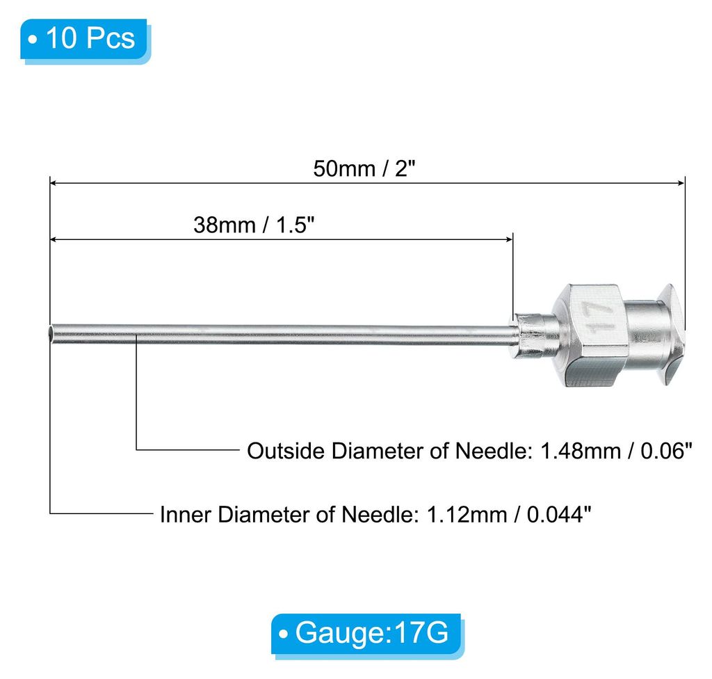 10 Stš¹ck Stumpfe Spitze Dosierkanš¹le 17G, 1,5 Zoll Edelstahl Flš¹ssigkeitsdosierkanš¹len mit Lure Lock zum Nachfš¹llen von Flš¹ssigti...
