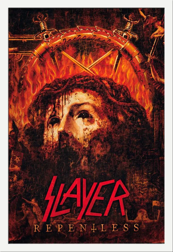 Slayer - Poster - Repentless Killogy + cornice rimovibile, Shinsuke® Maxi MDF bianco, disco acrilico