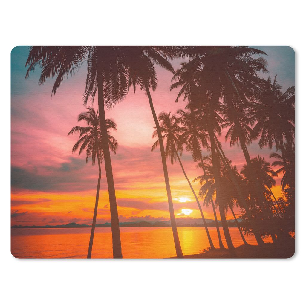 MuchoWow Mauspad Mousepad Meer - Palme - Sonnenuntergang - Strand - Silhouette 23x19 cm - Mousepads - Maus Mat - Pad - Mausunterlage - Schreibtis...