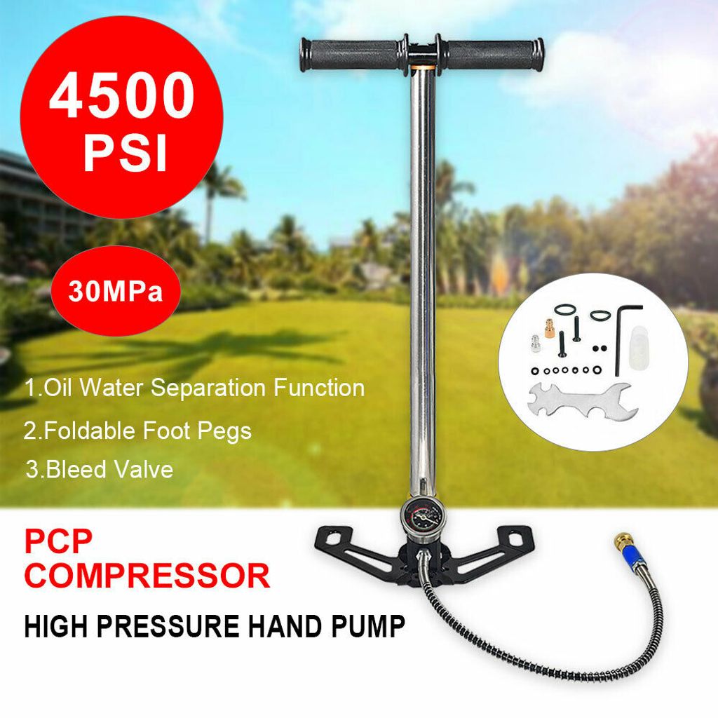4500PSI Luftpumpe Air Gun Pump High Pressure Handpumpe Faltbar Manometer PCP 