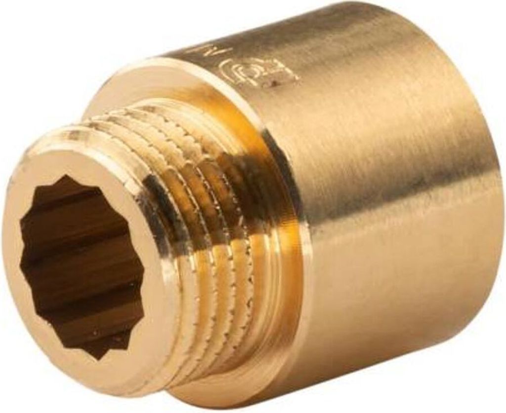 Messing Gewinde-Fitting Hahnverlängerung IG/AG 1/2' (DN 15) Produktbild 