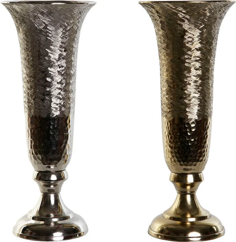 Vase Décoratif Design en Aluminium Bicolore pour Salon Chic - 33 cm