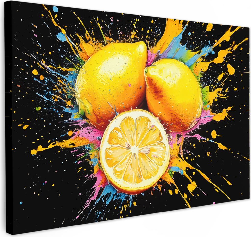 Leinwand Bilder 60x40 cm - Graffiti - Zitrone, Wandbilder, Wanddeko Wohnzimmer, Bild