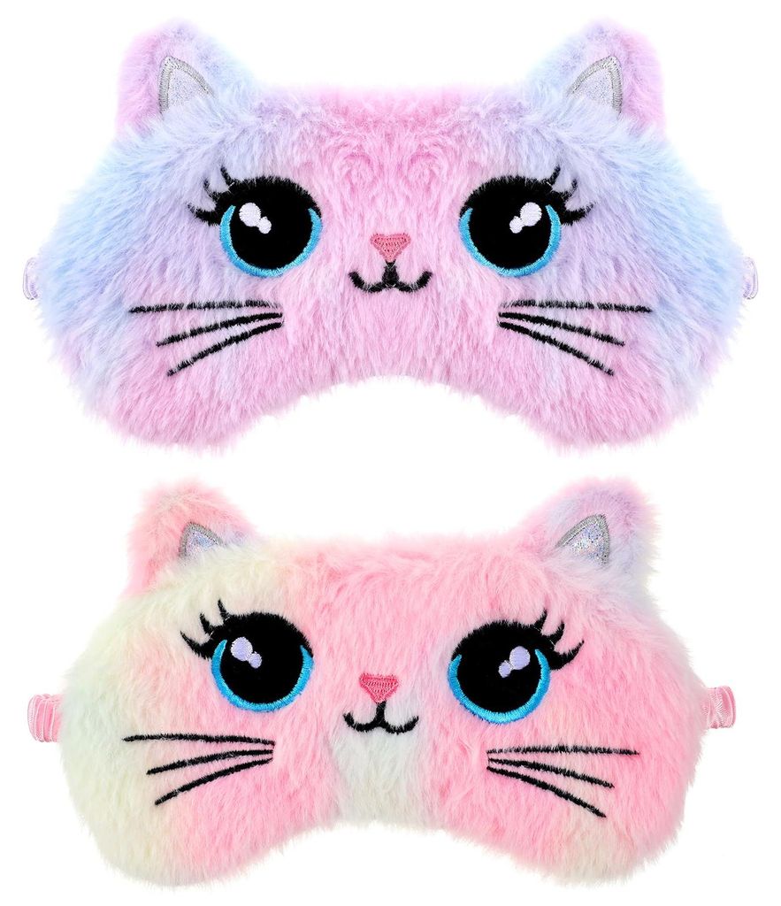 Set mit 2 Schlafmasken für Kinder, Plüsch-Schlafmasken, niedliche, mehrfarbige Tier-Augenmasken, weiche Augenmasken für Kinder und Mädchen, ide...