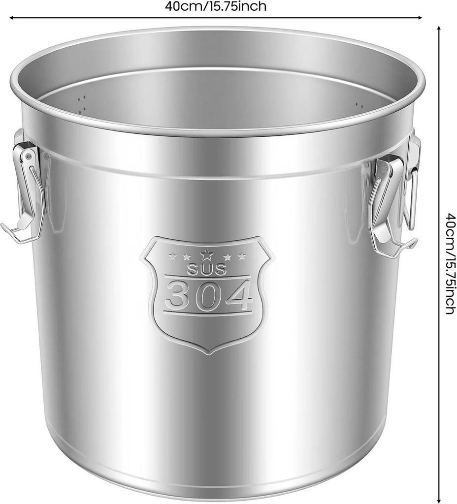 Lebensmittelbehälter aus 304 Edelstahl - Luftdichter 48 l Container - Mit 4 Verschlussklammern - Für trockene & flüssige Lebensmittel - Auslaufs...