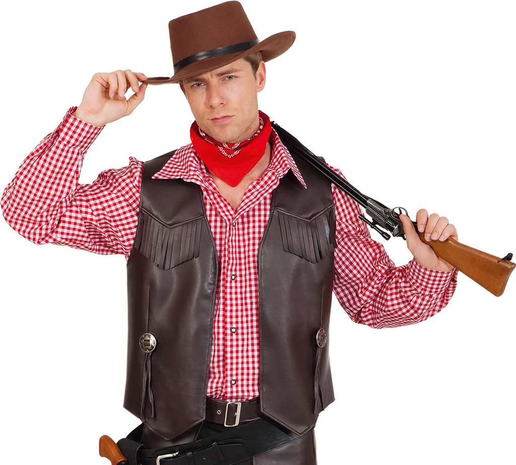 Cowboy Herren Weste braun Wilder Westen Karneval Fasching Produktbild 