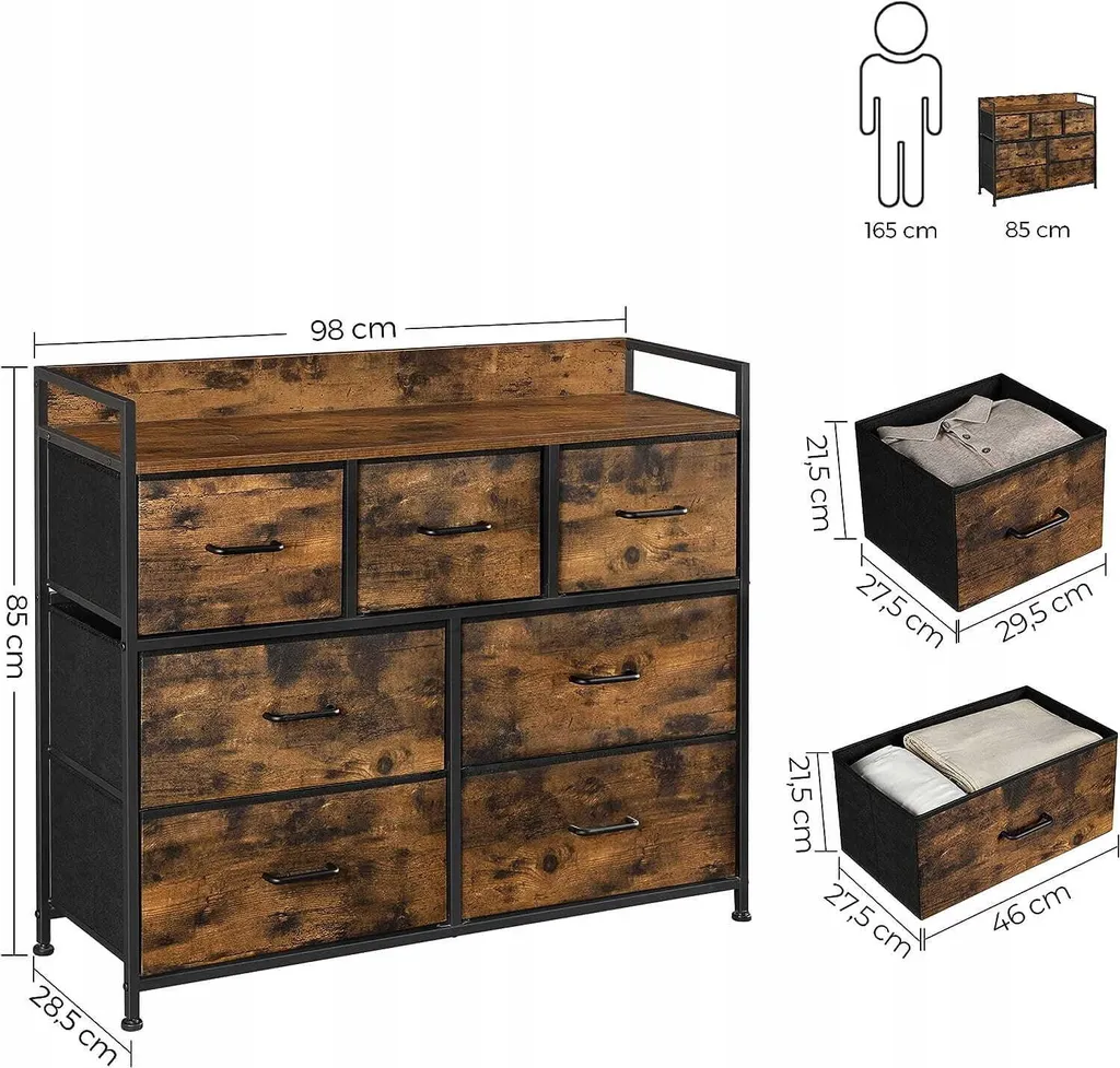 Commode Lounge Marron Rustique - Grand Buffet de Rangement Chambre Bois - 3