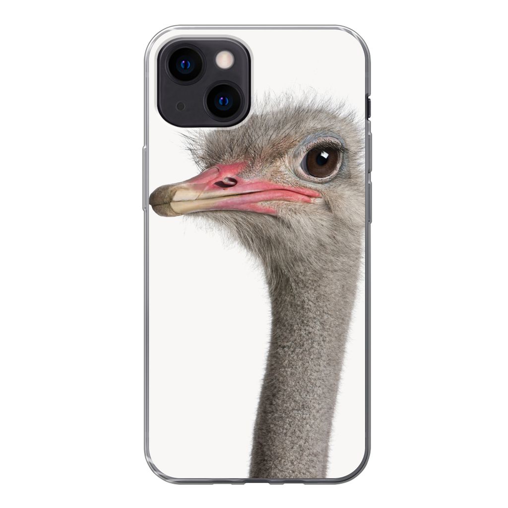 MuchoWow Handyhülle Schutzhülle Hülle für iPhone 13 mini Strauß - Tiere - Kinder - Jungen - Mädchen - Vogel Silikon Softcase Handy Hülle -...