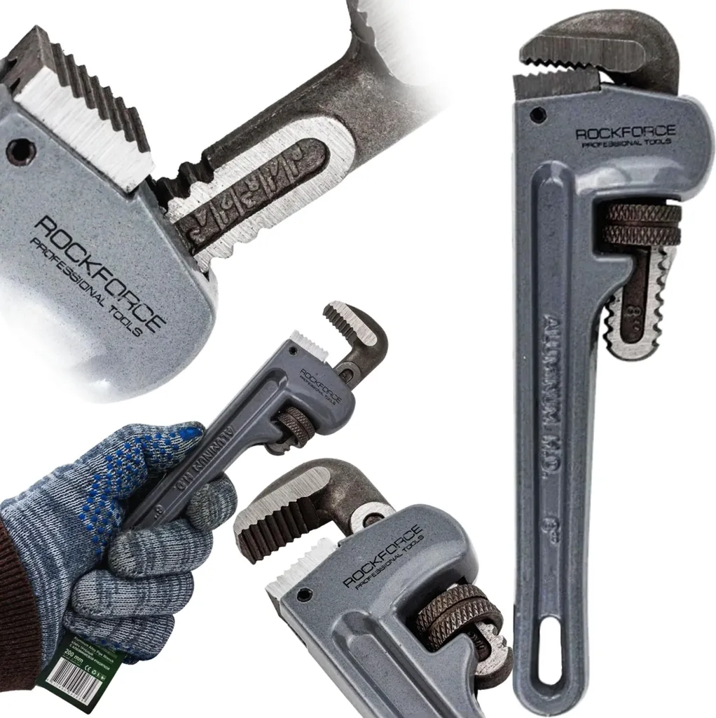 ROCKFORCE Chiave Regolabile per Tubi 8" 200mm | Utensile Idraulico Professionale