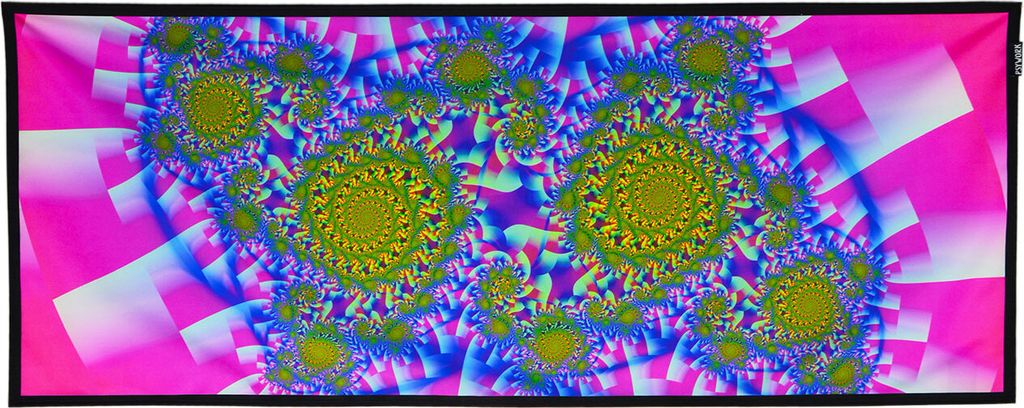 PSYWORK Schwarzlicht Stoffposter Neon "Fractal Cloud Blue", 0,45x1,2m