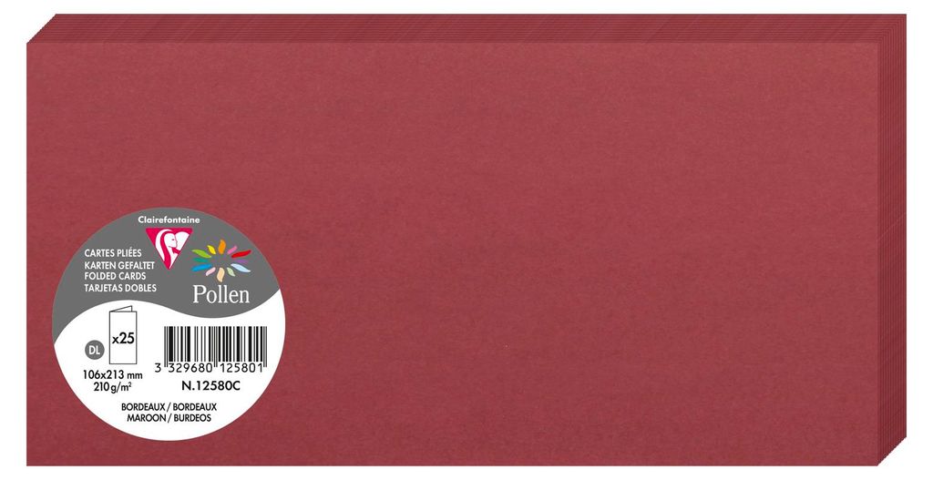 Pollen by Clairefontaine Doppelkarte DIN Lang bordeaux 25 Karten