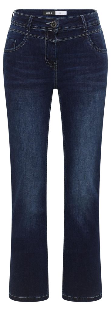 CECIL Damen Bootcut Jeans Toronto High Waist Dark Blue Wash Stretch Denim Hose