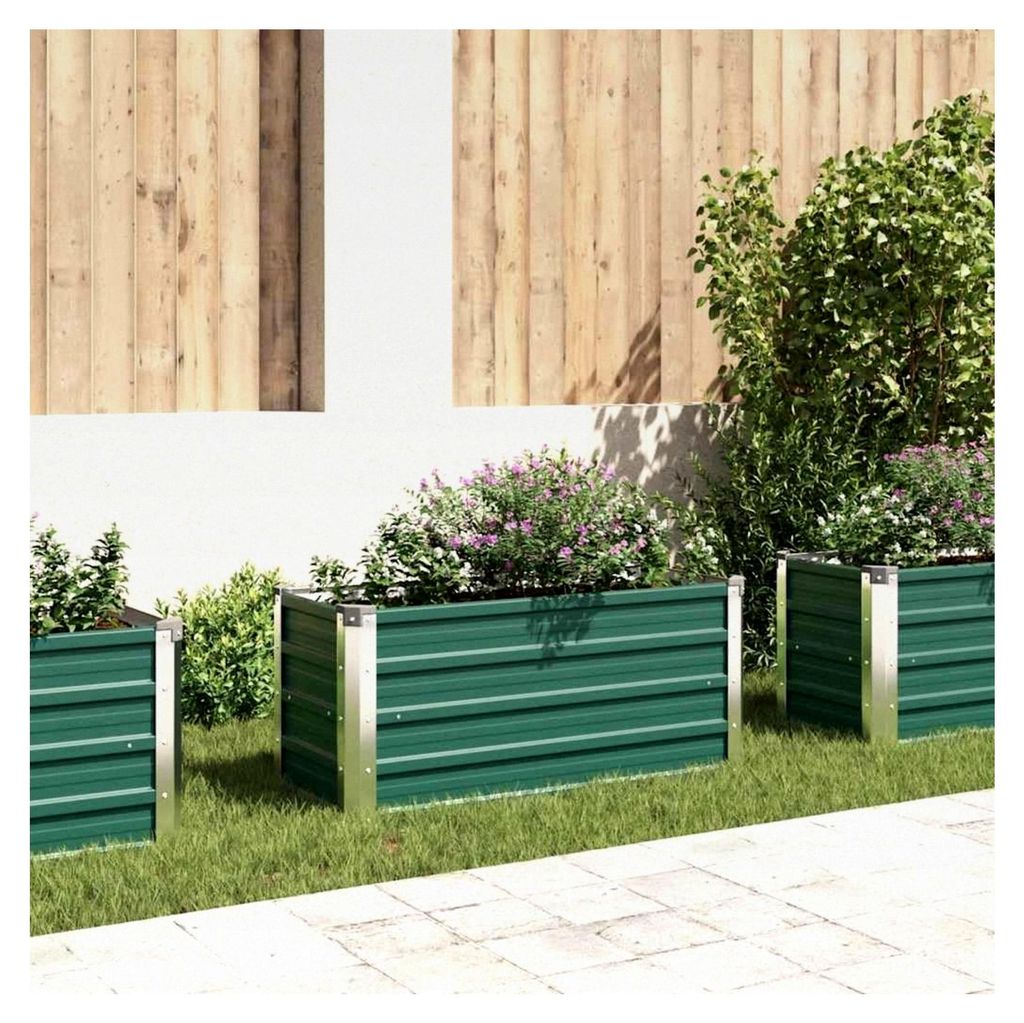 Hochbeet aus verzinktem Stahl 100x40x45 cm Grün für Gemüse, Kräuter und Blumen