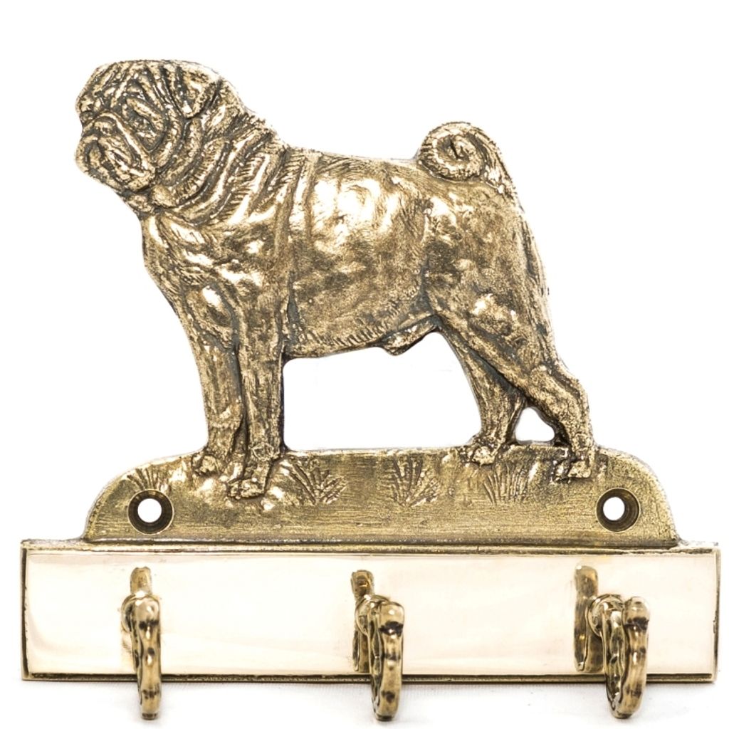 Mops, Pug, Carlin, Carlino, Doguillo - Schlüsselhalter mit Hund, Messinggriff für Hundezubehör, elegante Dekoration für den Flur der Marke Art-Dog