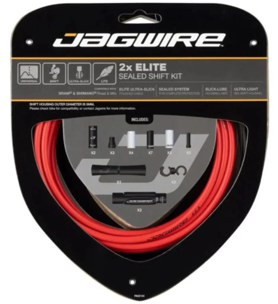 Kit Gaine et Câble de Dérailleur Jagwire Elite Sealed Rouge 2 Unités