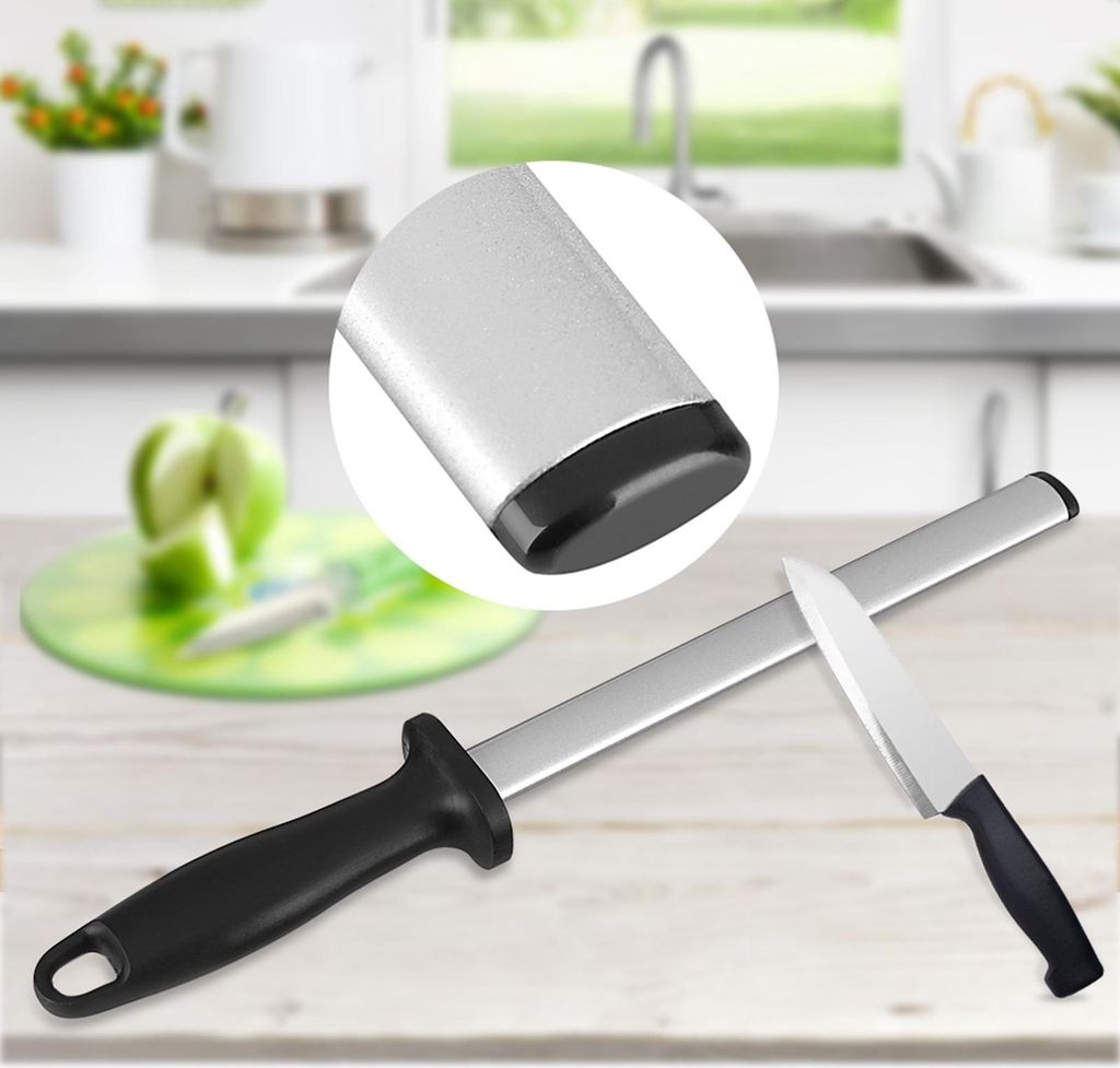 Wetzstahl mit Schnellschärffunktion, ergonomischem Griff, hoher Härte, verschleißfestem Material – ideal für die Küche und den Haushalt.