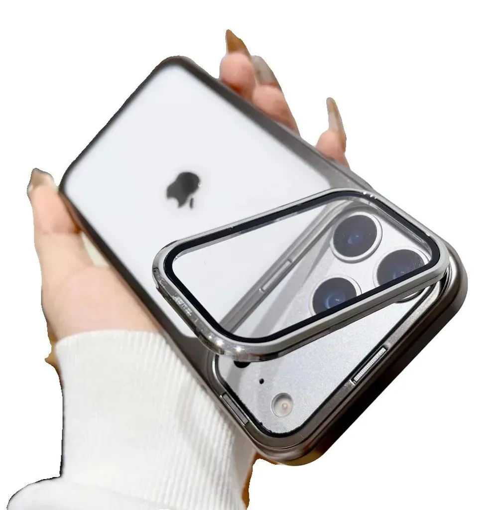 Custodia Protettiva iPhone 17 Grigio-B: Protezione Lente e Stand