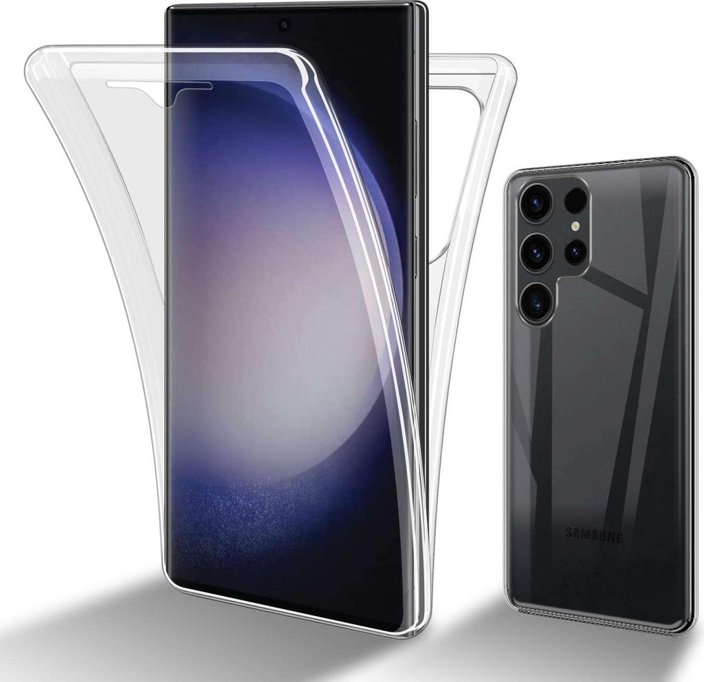 Cadorabo Hülle für Samsung Galaxy S23 ULTRA in TRANSPARENT 360° Full Body Schutzhülle Front und Rückenschutz, Rundumschutz mit Displayschutz B...