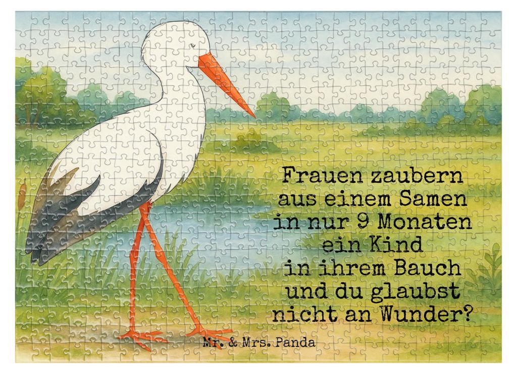 Mr. & Mrs. Panda Puzzle Storch Design 551 Teile - Weiß - Geschenk, Geburt, Lustige Sprüche, 500, Mütter, 300, Schwangerschaft, 2000, 1500, Baby,...