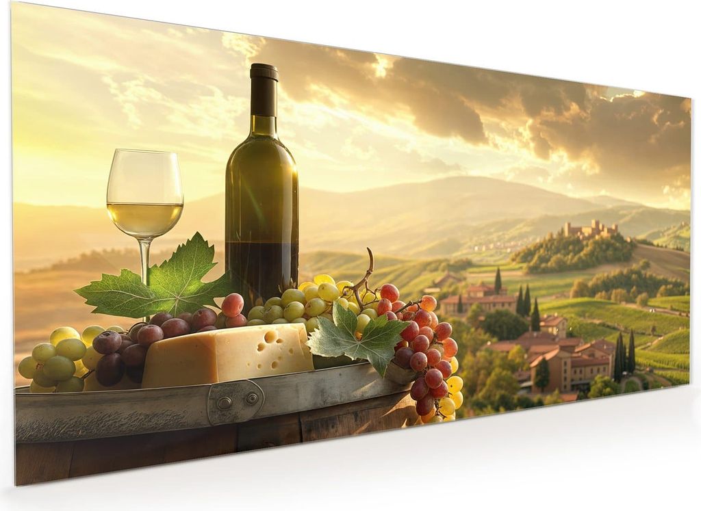 Küchenrückwand Spritzschutz Glas mit Motiv Weinland Idylle 40 x 40 cm