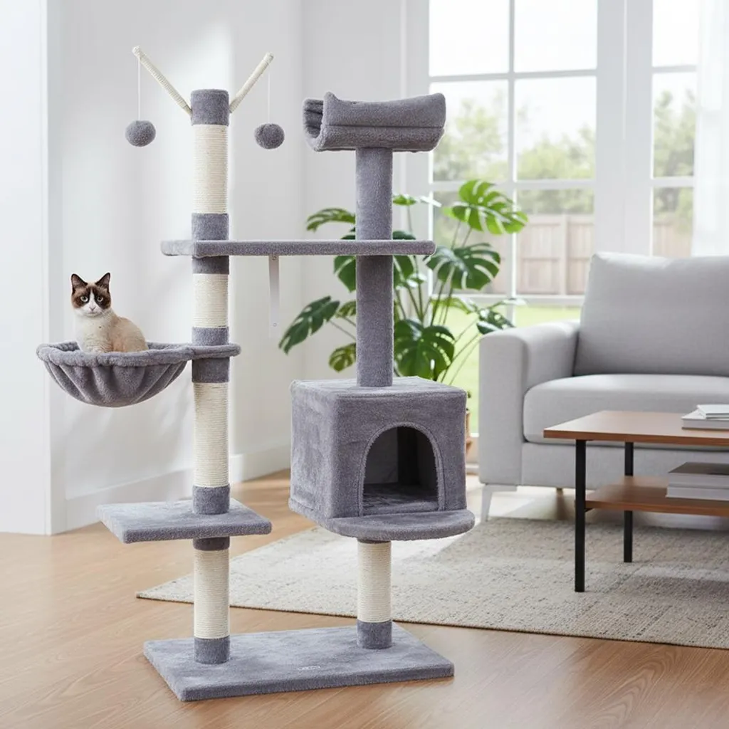Mucola Albero per Gatti 131cm: Struttura Anti-Ribaltamento in Sisal
