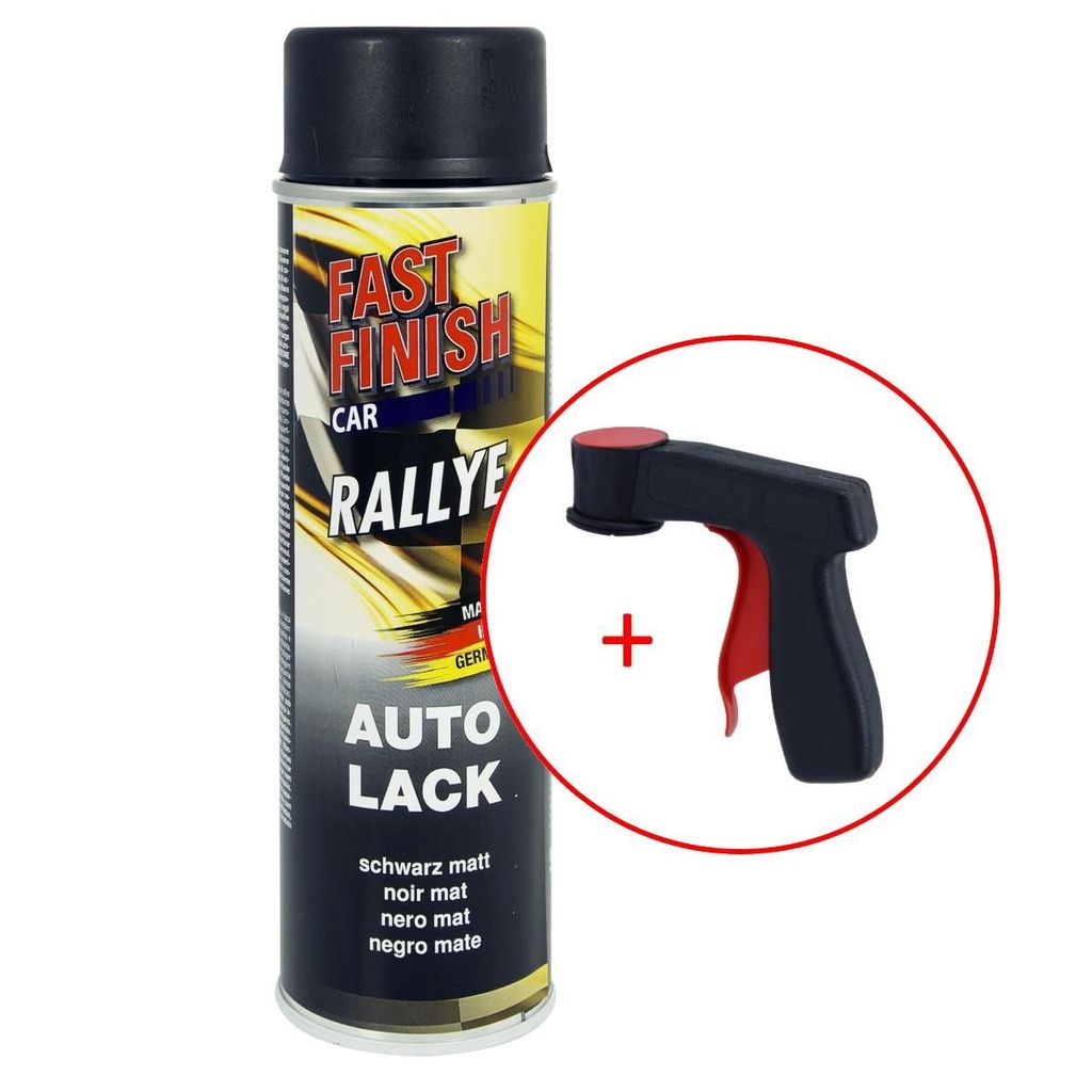 FastFinish Fast Finish Rallye Lack schwarz matt 500 ml. + 1 Spraydosen Handgriff