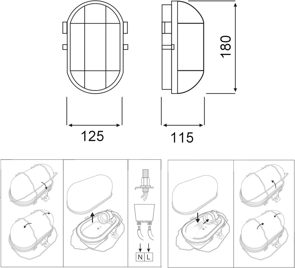 Luce per cantina IP54 E27 I 180mm nero - 6