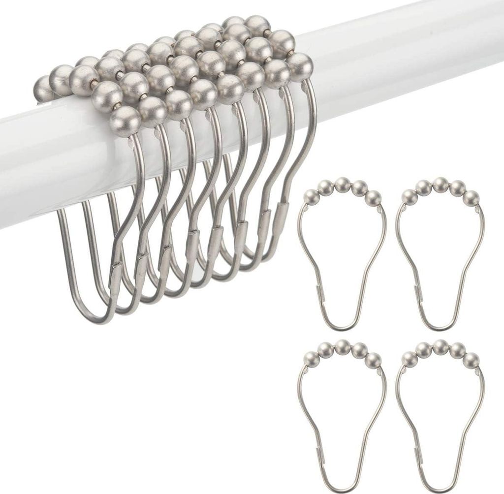 Duschvorhanghakenringe, rostfreie Metall-Duschvorhanghakenringe für Duschstangen und Duschvorhänge im Badezimmer – 12er-Set