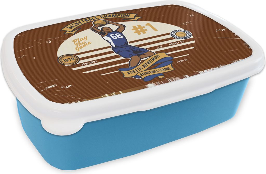 KitchenYeah Lunchbox Brotzeit Brotdose 17x11 cm Mancave - Basketball - Retro - Rot Kinder Brotzeitdose - Lunch - Kunststoff - Brotbüchse - Sand...