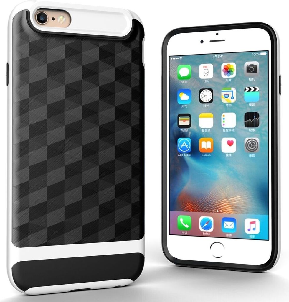 Hülle für Apple iPhone 6 / 6s Backcover Case Handy Schutzhülle - Cover 3D Prisma Design Weiß
