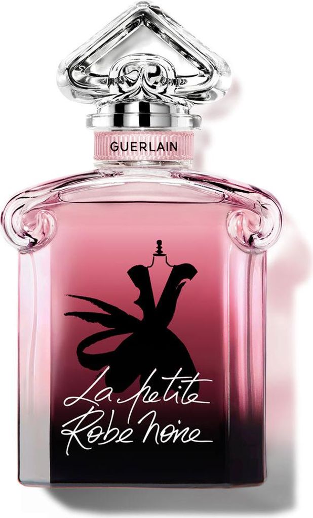 A bottle of Guerlain La Petite Robe Noire Intense Eau de Parfum for women.
