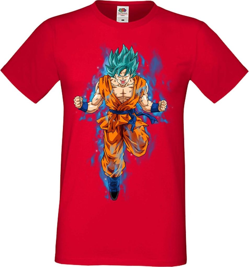 Herren T-Shirt Anime Manga Dragon Anime Manga Ball Z 04 Blue Power, Man S / Rot