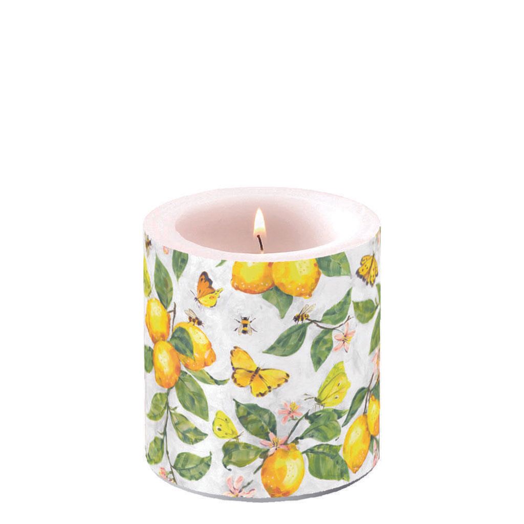 Dekorkerze klein - Fresh lemons white