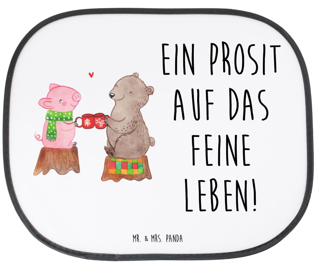 Mr. & Mrs. Panda Sonnenschutz Fenster Auto Glühschwein Sause - Weiß - Geschenk, Schwein, Weihnachtszeit, saugnapf, für Autoscheiben, Alles Gute,...
