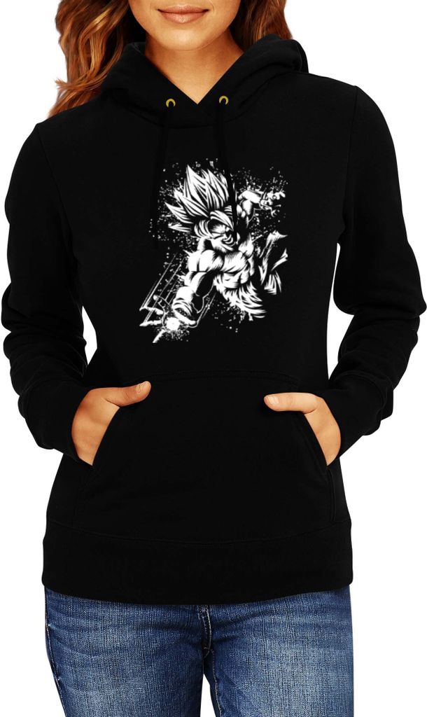 Damen Kapuzenpullover Dragon Anime Manga Ball Z Goku 17, Lady XL / Schwarz