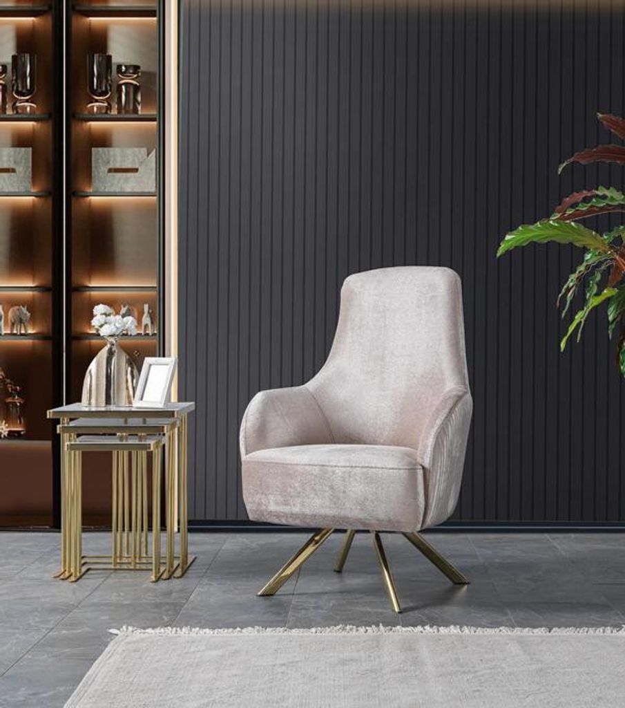 Hochwertig Sessel Beige Design Couch Sofa Sitzer Luxus Relax Textil Polster