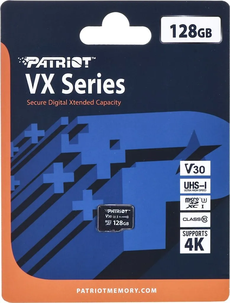 Scheda MicroSD Patriot VX 128GB V30 U3 - Ideale per Video 4K e Droni