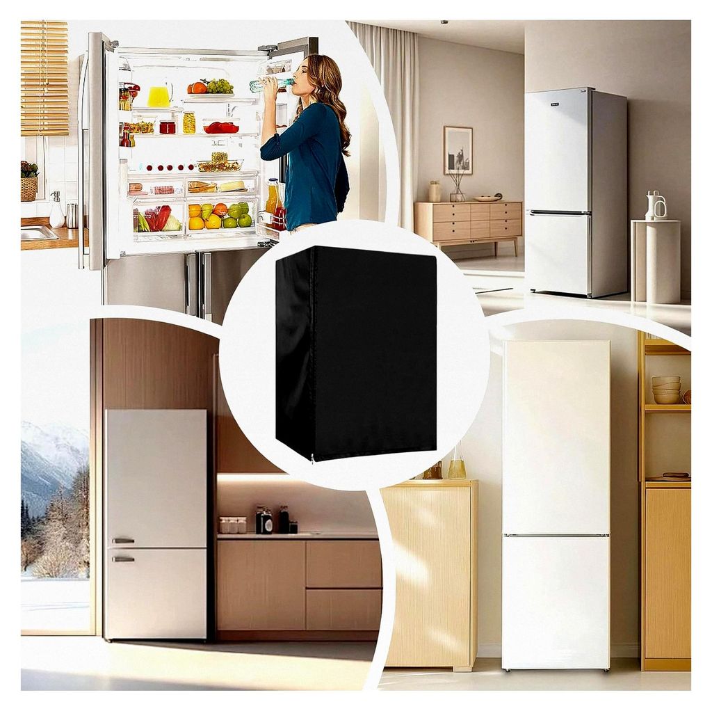 Aufrechte Gefrierschrankabdeckung für den Außenbereich | Wasserdichte Kühlschrankabdeckung mit Reißverschluss | Schwarze Staubschutzabdeckung f...